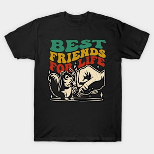 Best Friends for Life Squirrel Fist Bump Retro T-Shirt